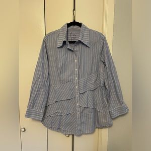 The Finley Shirt | blue & white striped tunic top | size Large
